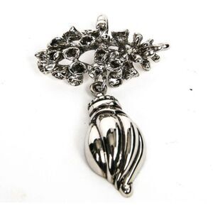 Vintage Rebecca Collins Silver Nautical Coral & Shell Motif Pendant Scarf Clip